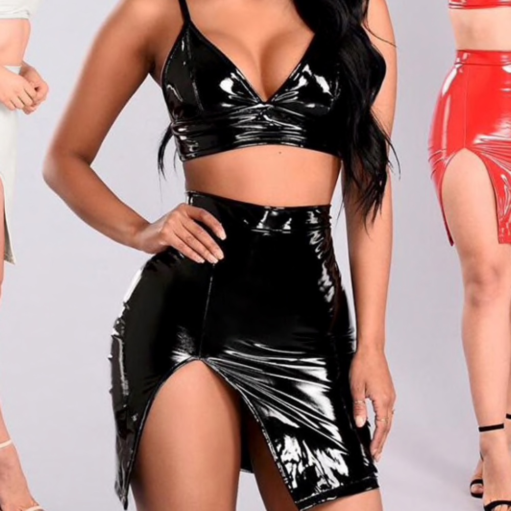 Black leather two piece